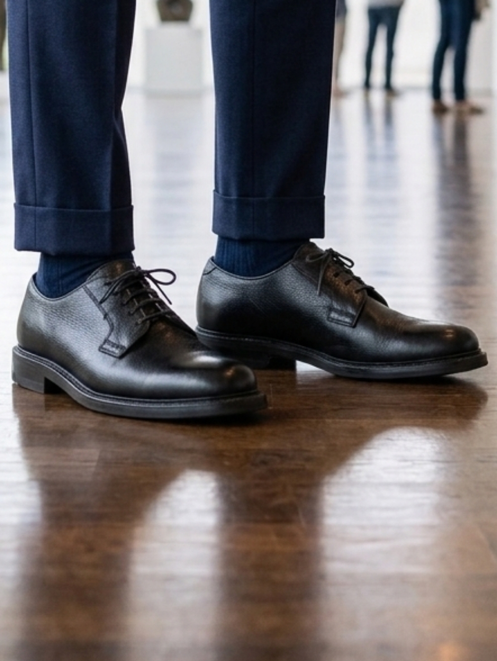 Florsheim Black  Pebbled Leather Oxfords